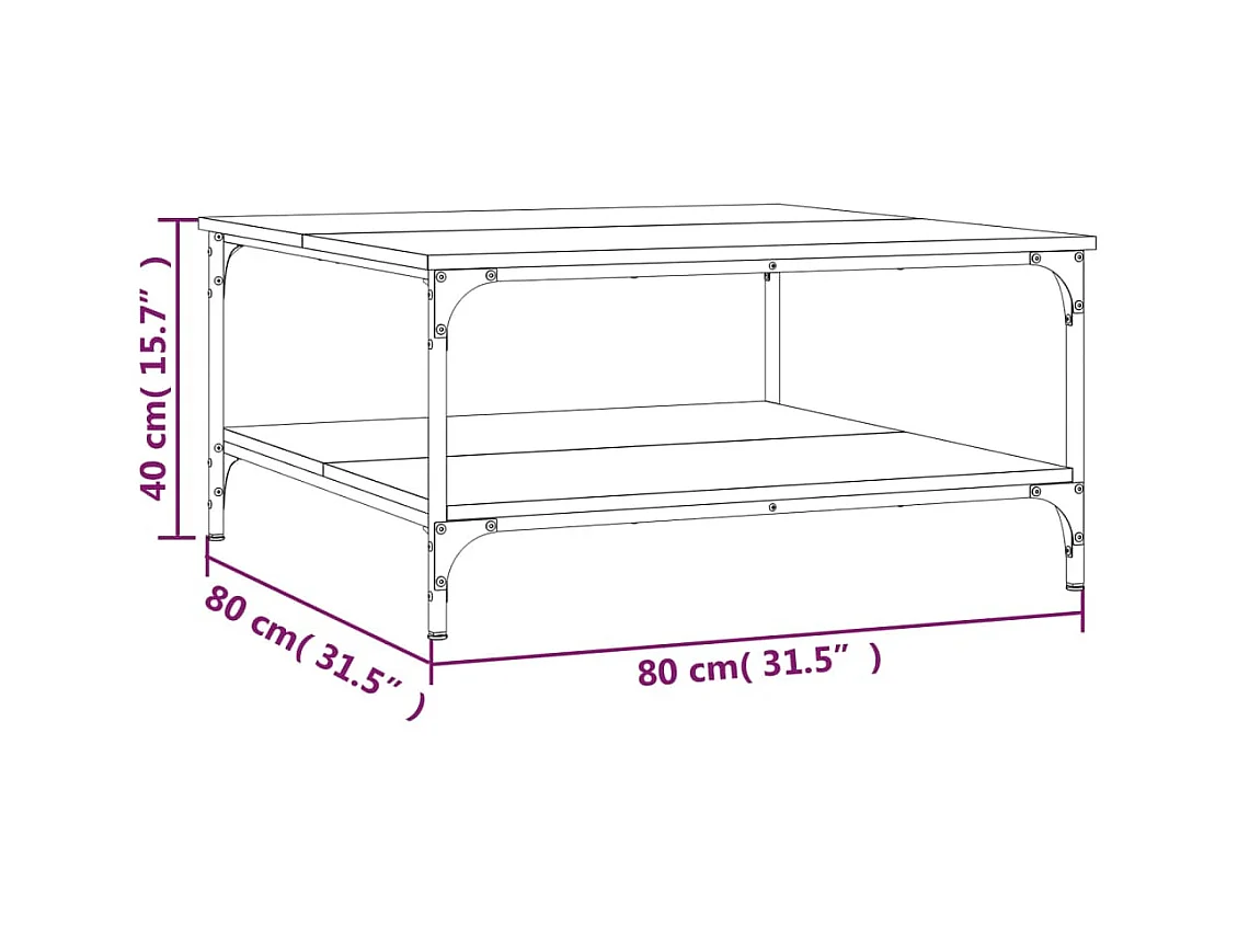 Mesa de centro | Mesa auxiliar y LED madera ingeniería roble Sonoma 50x50x30 cm SHL74951