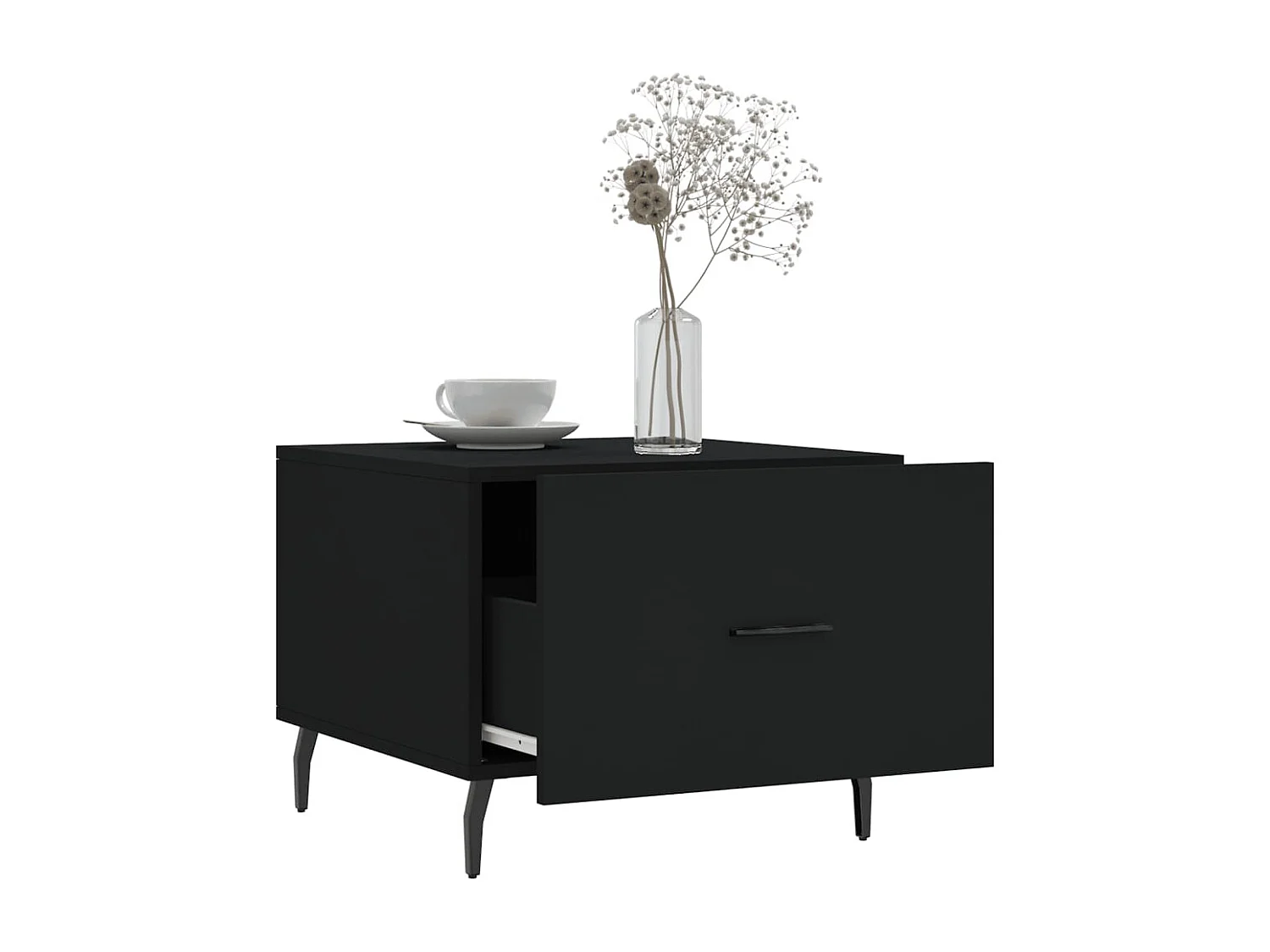 Salontafel | Woonkamertafel | Bijzettafel 50x50x40 cm bewerkt hout zwart