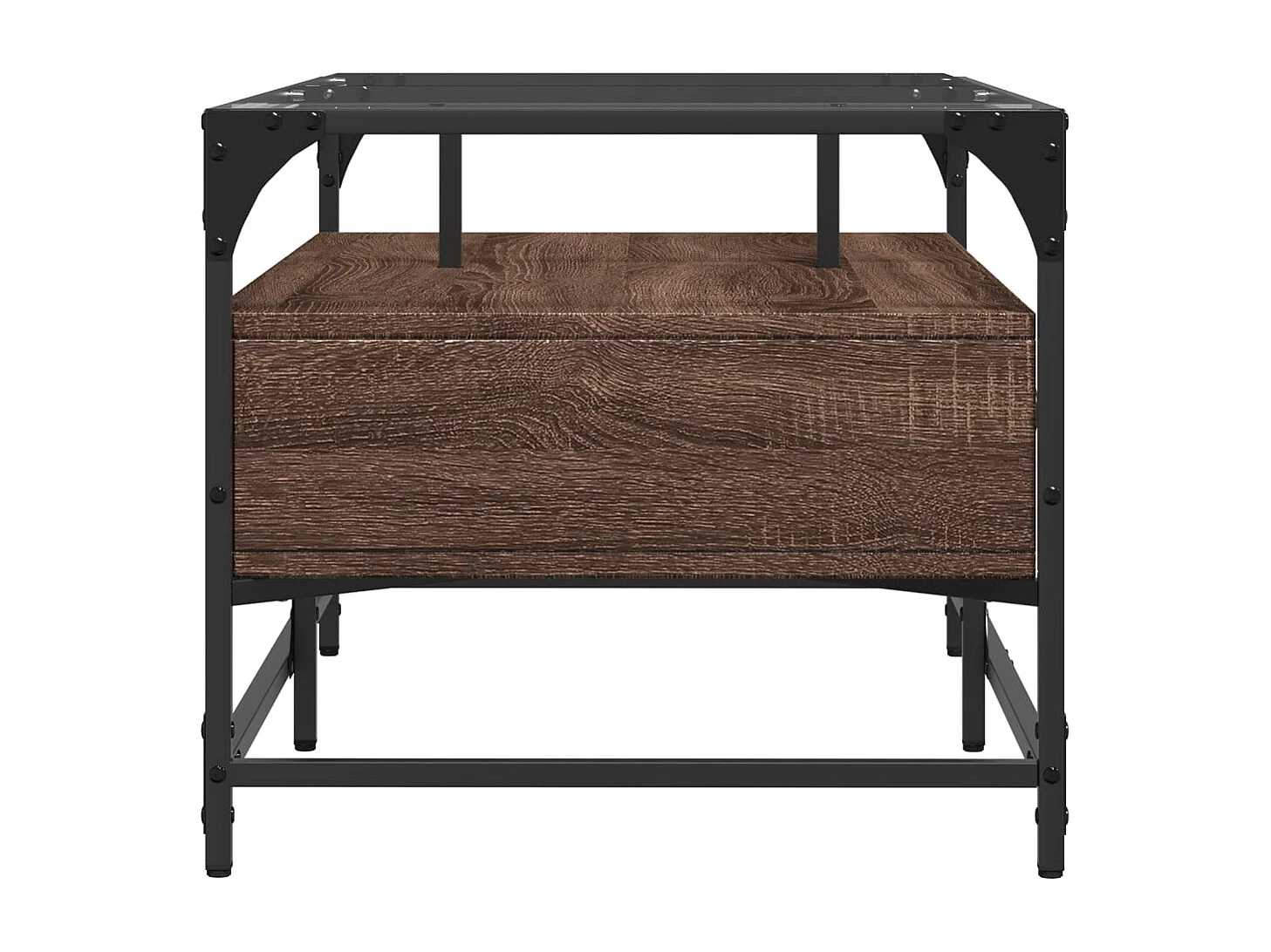 Couchtisch mit Glasplatte Braun Eichen-Optik 98,5x50x45cm Stahl SHL83049