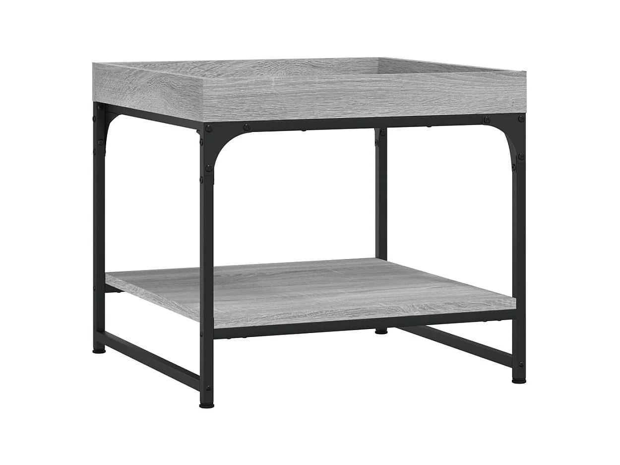 Mesa de centro | Mesa auxiliar y LED madera ingeniería marrón roble 53x53x45 cm SHL2497