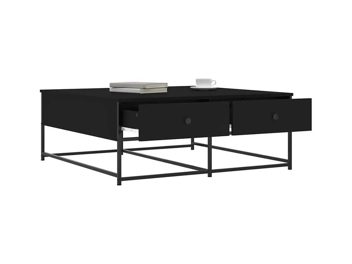 Mesa de centro | Mesa de apoio 100x99x40 cm derivados de madeira preto