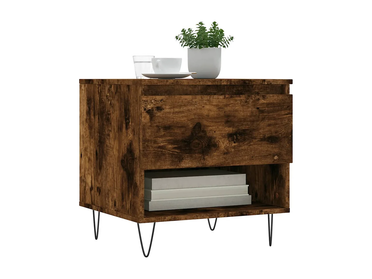 Couchtisch-Wohnzimmertisch-Beistelltische Räuchereiche 50x46x50 cm Holzwerkstoff SHL31497