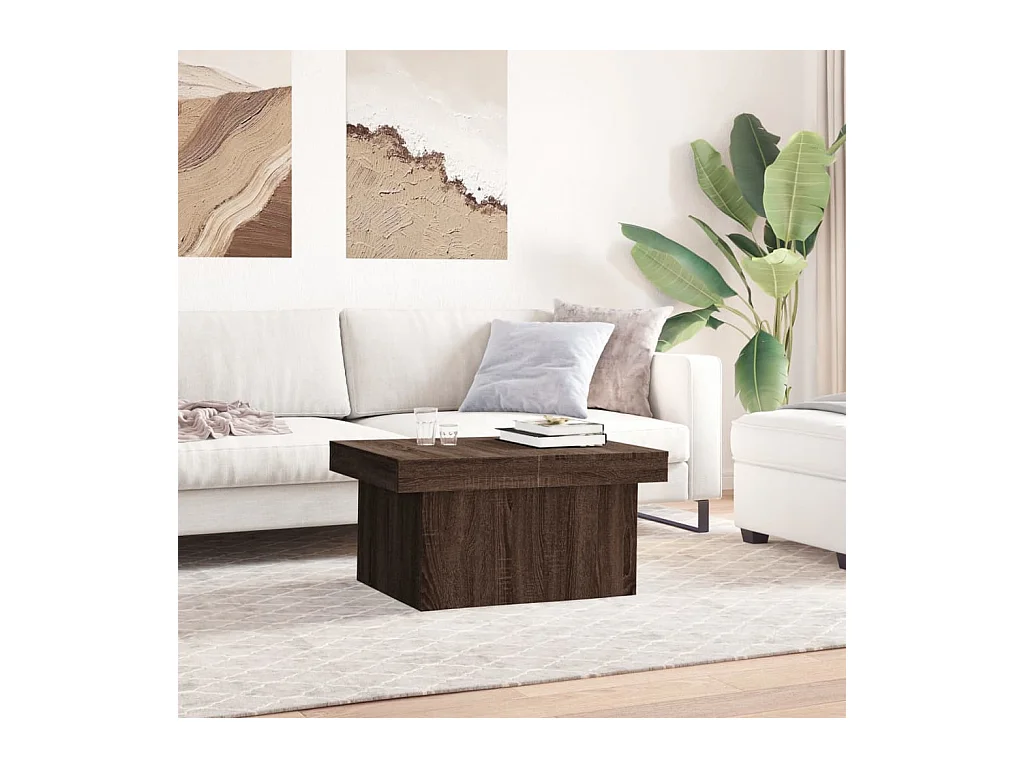 Mesa de centro-Mesa auxiliar de madera maciza de teca 60 cm SHL3723
