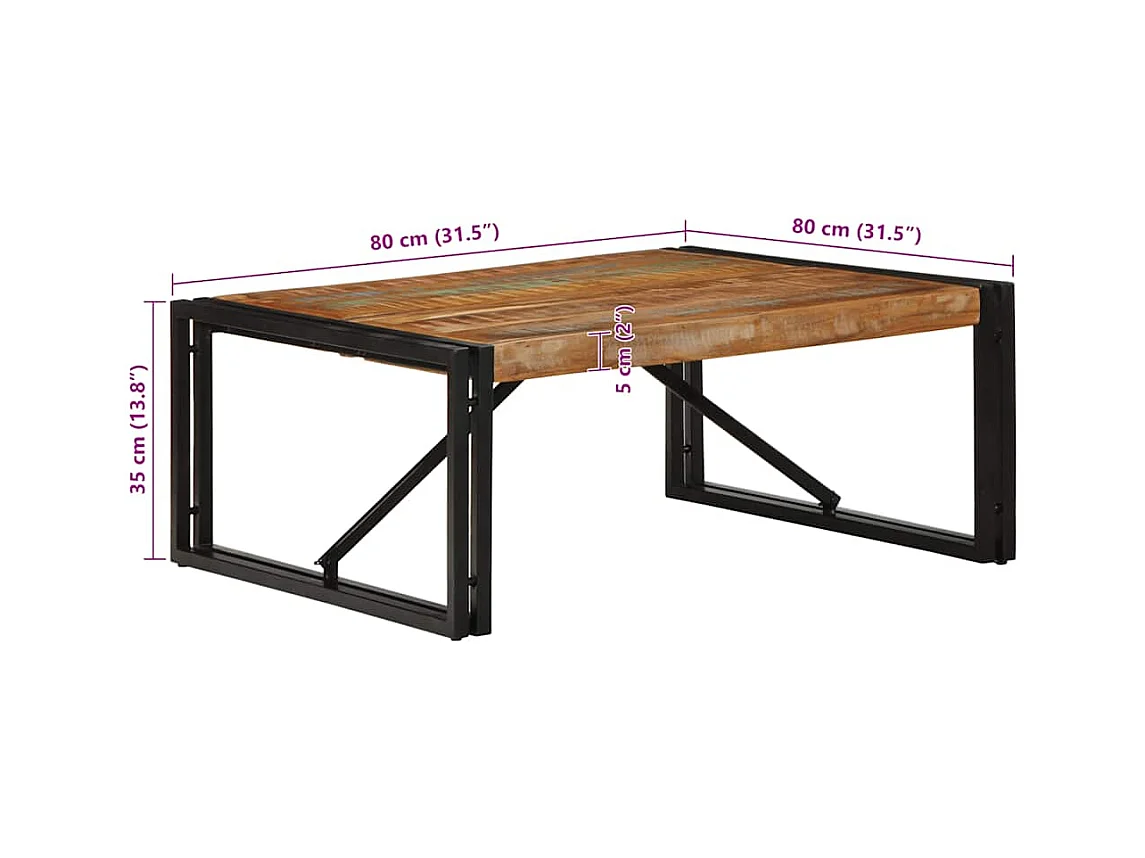 Table basse salon-Table d'appoint multicolore 80x80x35 cm bois de récupération massif SHL16508