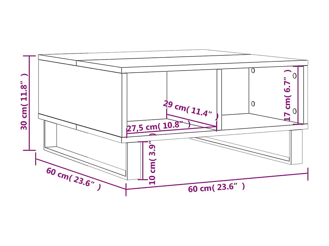 Mesa de centro | Mesa auxiliar madera de ingeniería gris Sonoma 79x49x41 cm SHL2939