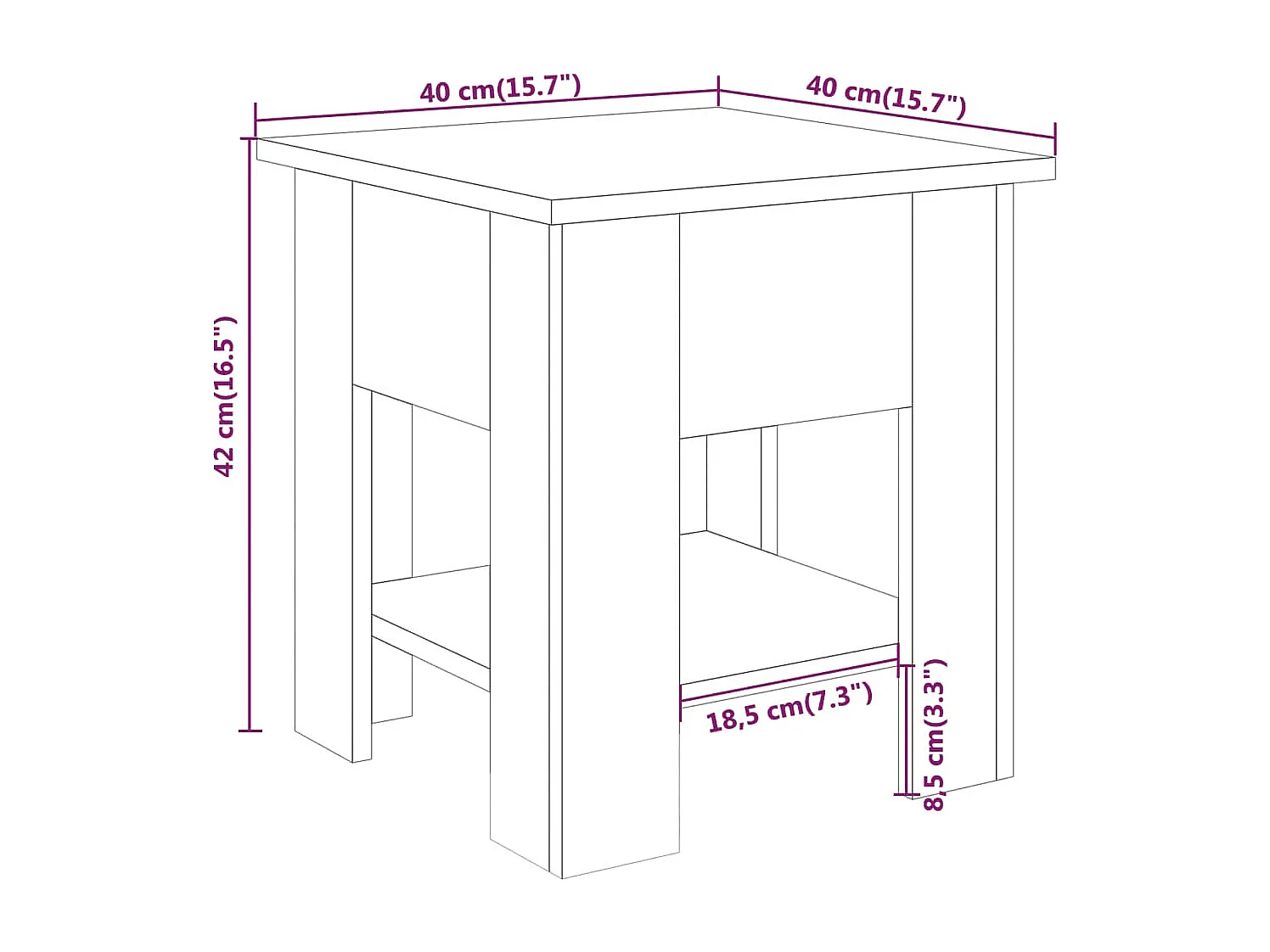 Couchtisch-Sofatisch-Beistelltische Weiß 40x40x42 cm Holzwerkstoff SHL96296
