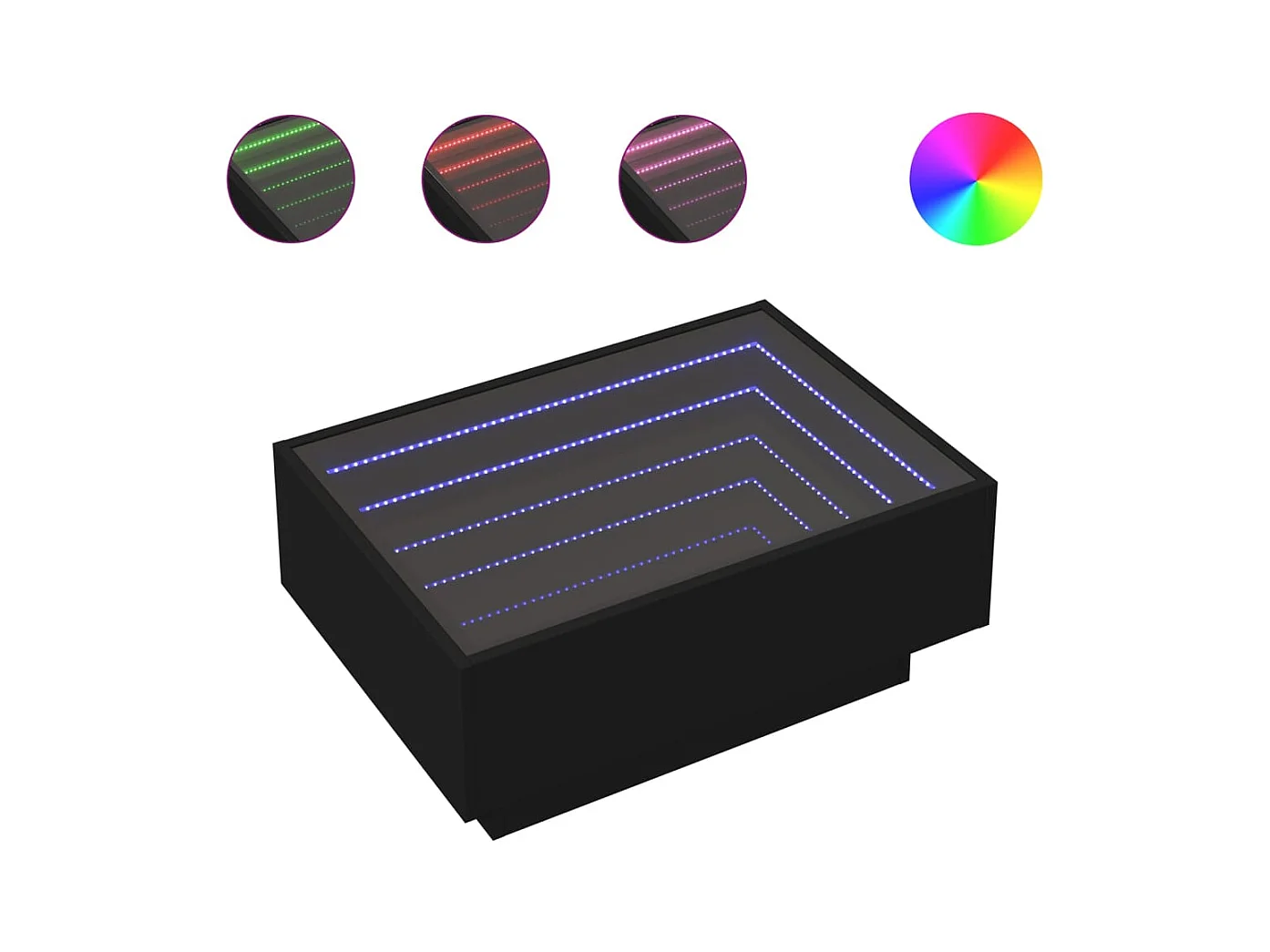 Table basse salon-Table d'appoint avec LED noir 70x50x30 cm bois d'ingénierie SHL19319