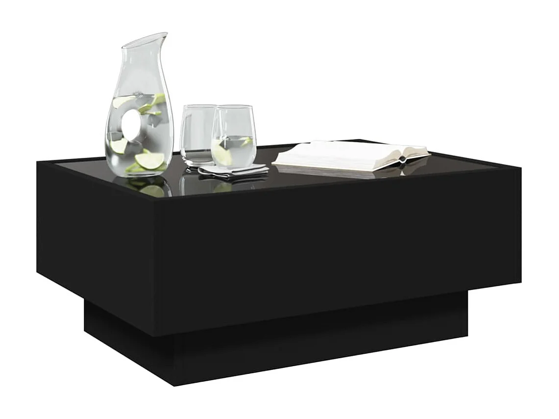 LED Couchtisch-Beistelltische-Sofatisch Schwarz 70x50x30 cm Holzwerkstoff SHL77722