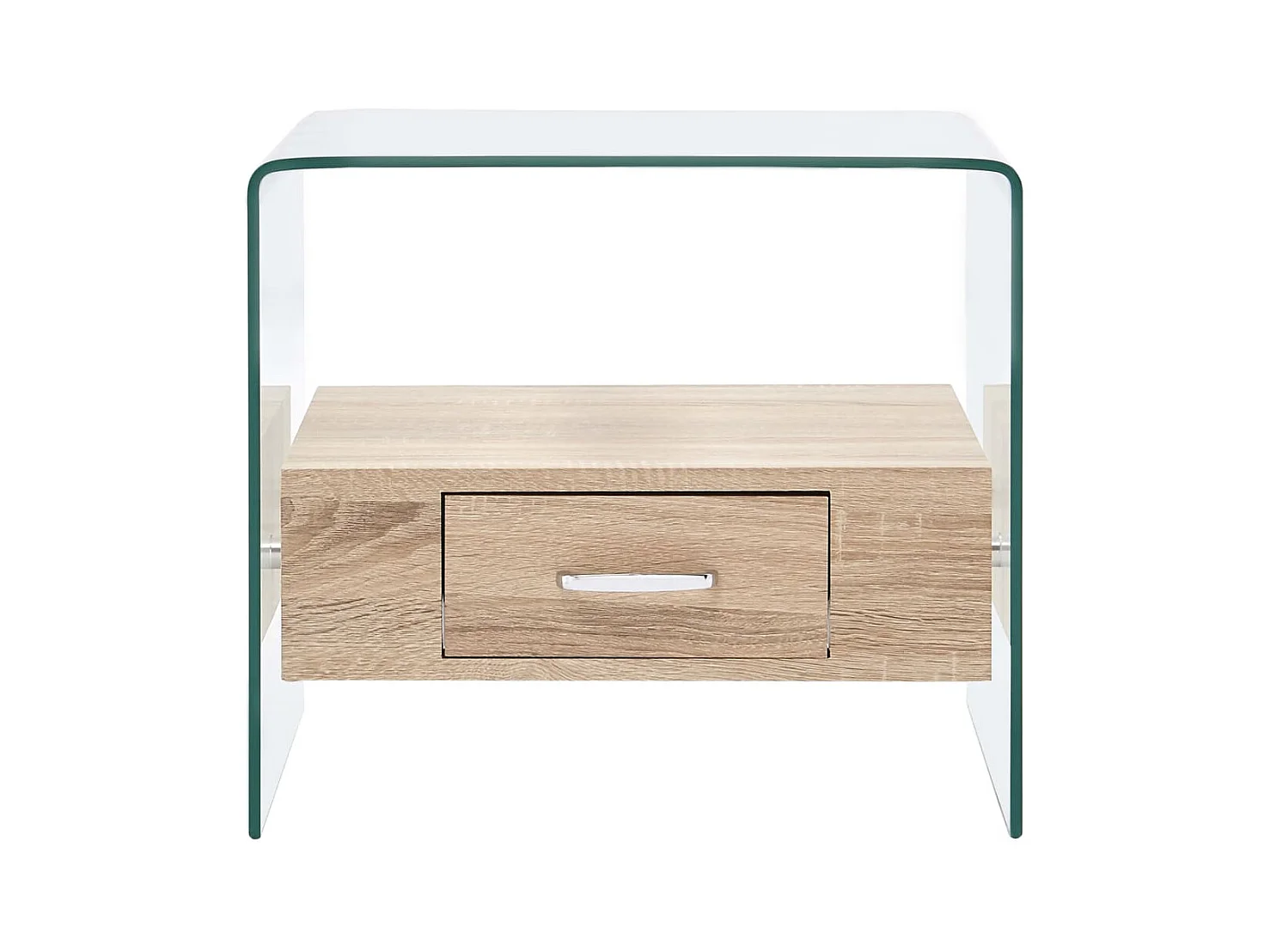 Table basse salon-Table d'appoint avec tiroir 50x50x45 cm Verre trempé SHL84166