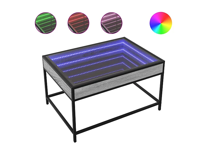 Table basse salon-Table d'appoint avec LED infini sonoma gris 70x50x41 cm SHL40209