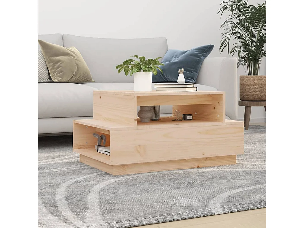 Couchtisch-Sofatisch-Beistelltische 80x55x40,5 cm Massivholz Kiefer SHL32218