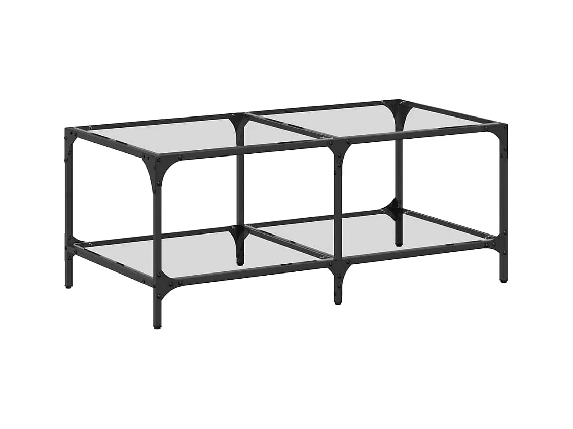 Table basse salon-Table d'appoint-dessus en verre transparent 98,5x50x40cm acier SHL64754