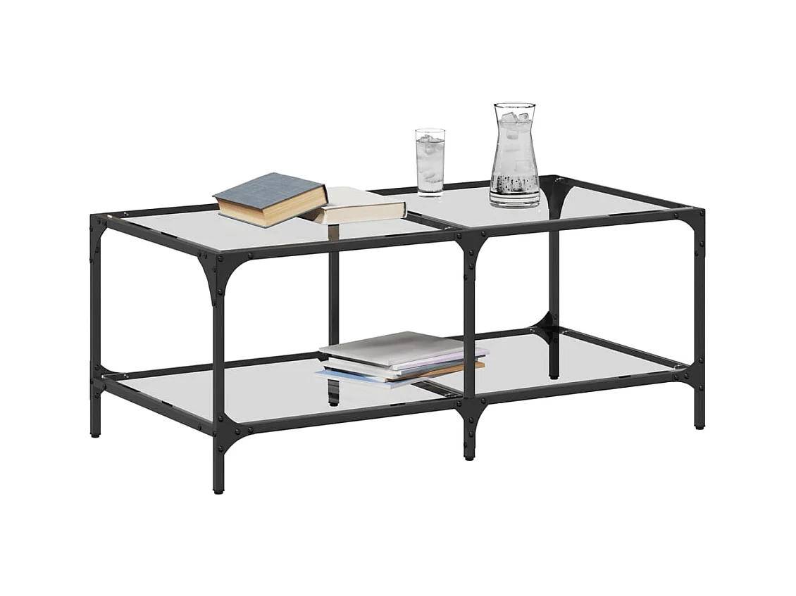 Table basse salon-Table d'appoint-dessus en verre transparent 98,5x50x40cm acier SHL64754