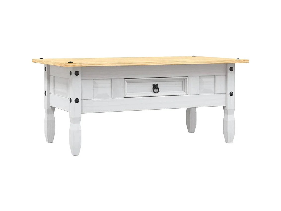 Table basse salon-Table d'appoint Pin mexicain Gamme Corona Blanc 100x55x44 cm SHL19534