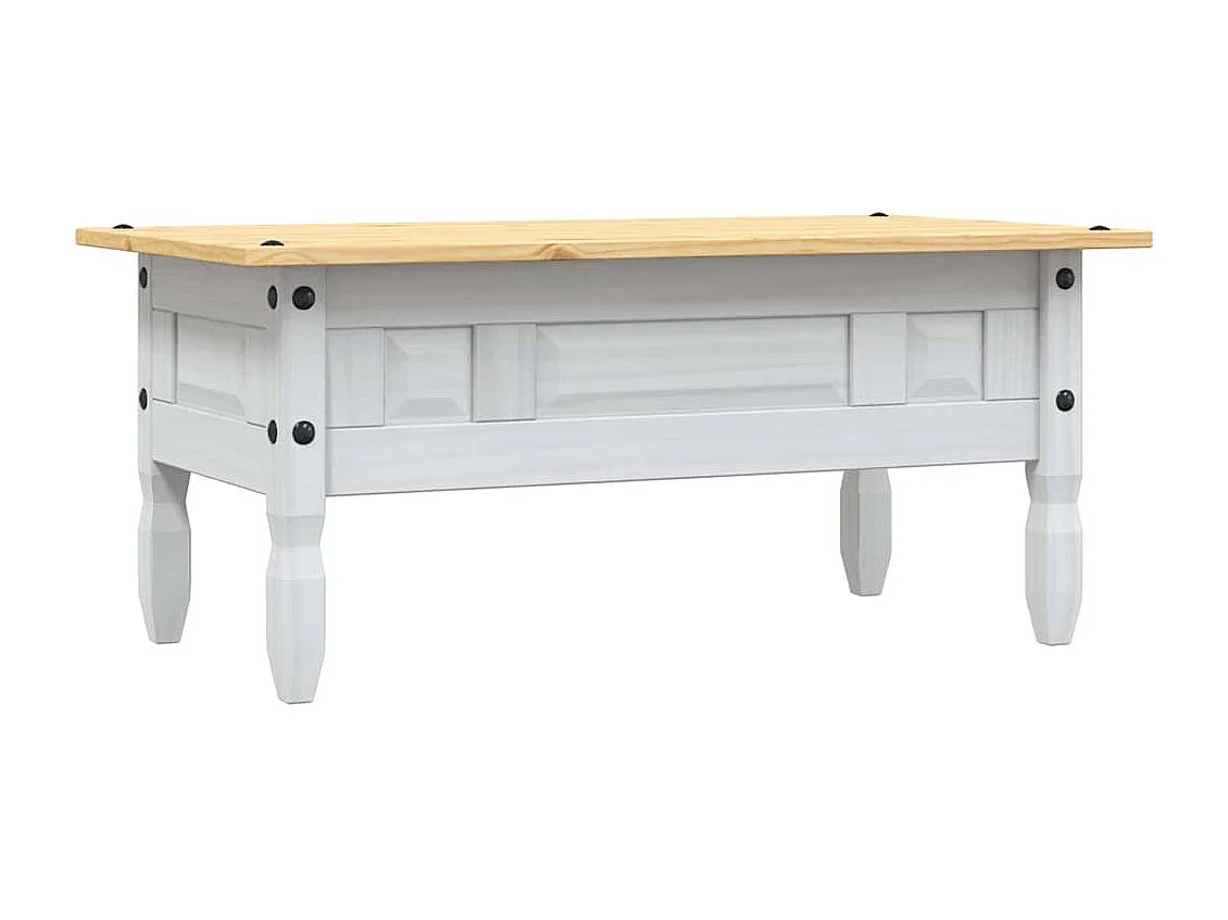 Couchtisch-Beistelltisch-Sofatisch Mexiko-Stil Kiefernholz Weiß 100x55x44 cm SHL32416