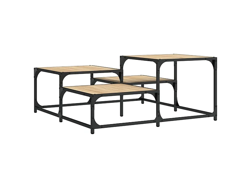 Mesa de centro-Mesa auxiliar de madera maciza de acacia 90x45x40cm SHL2813