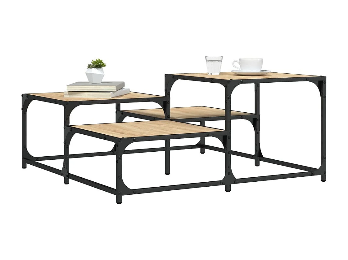 Couchtisch-Wohnzimmertisch-Beistelltische Sonoma-Eiche 87,5x87,5x40 cm Holzwerkstoff SHL9312