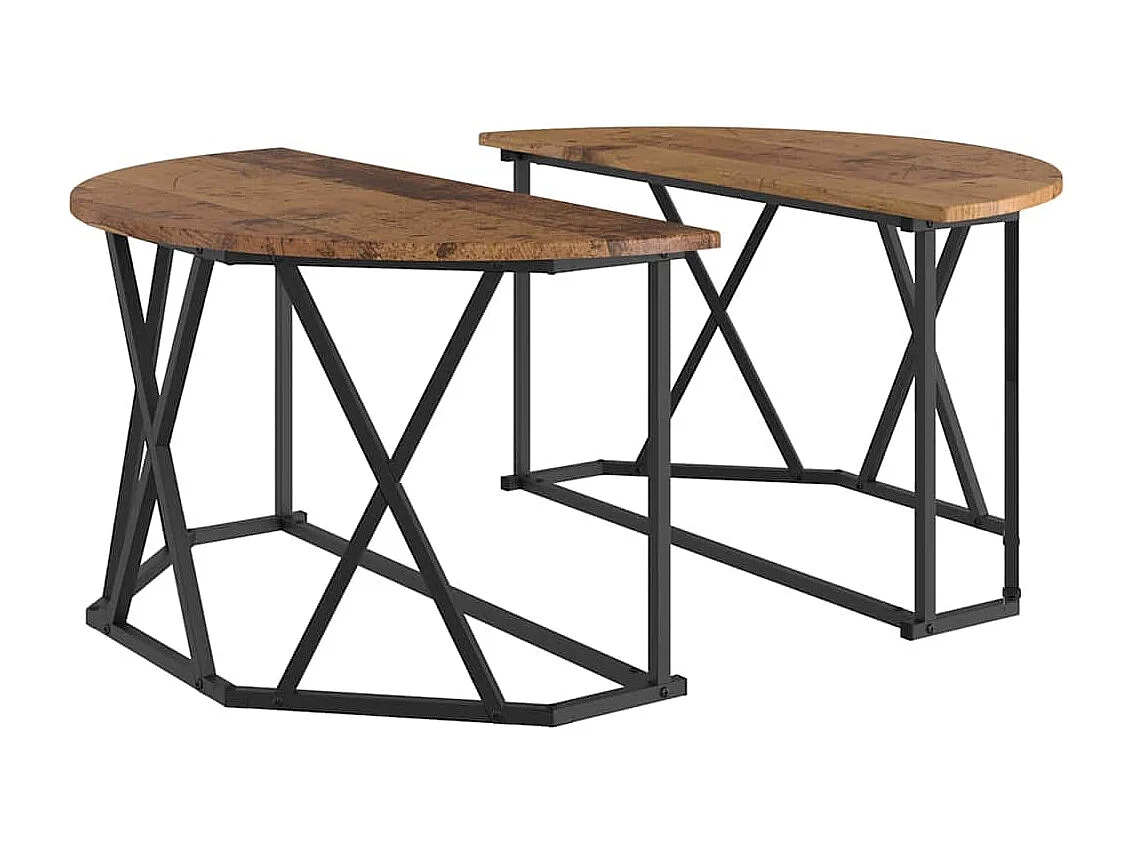 Salontafel | Koffietafel Oud hout 80 x 80 x 42 cm Engineered hout en staal