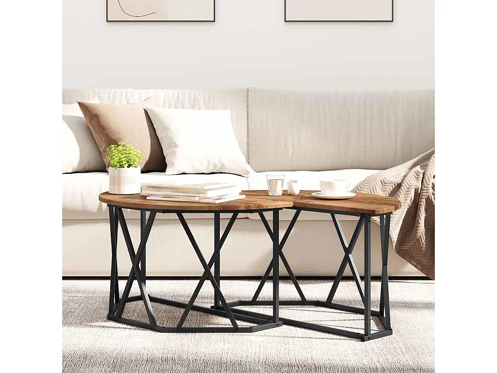 Salontafel | Koffietafel Oud hout 80 x 80 x 42 cm Engineered hout en staal