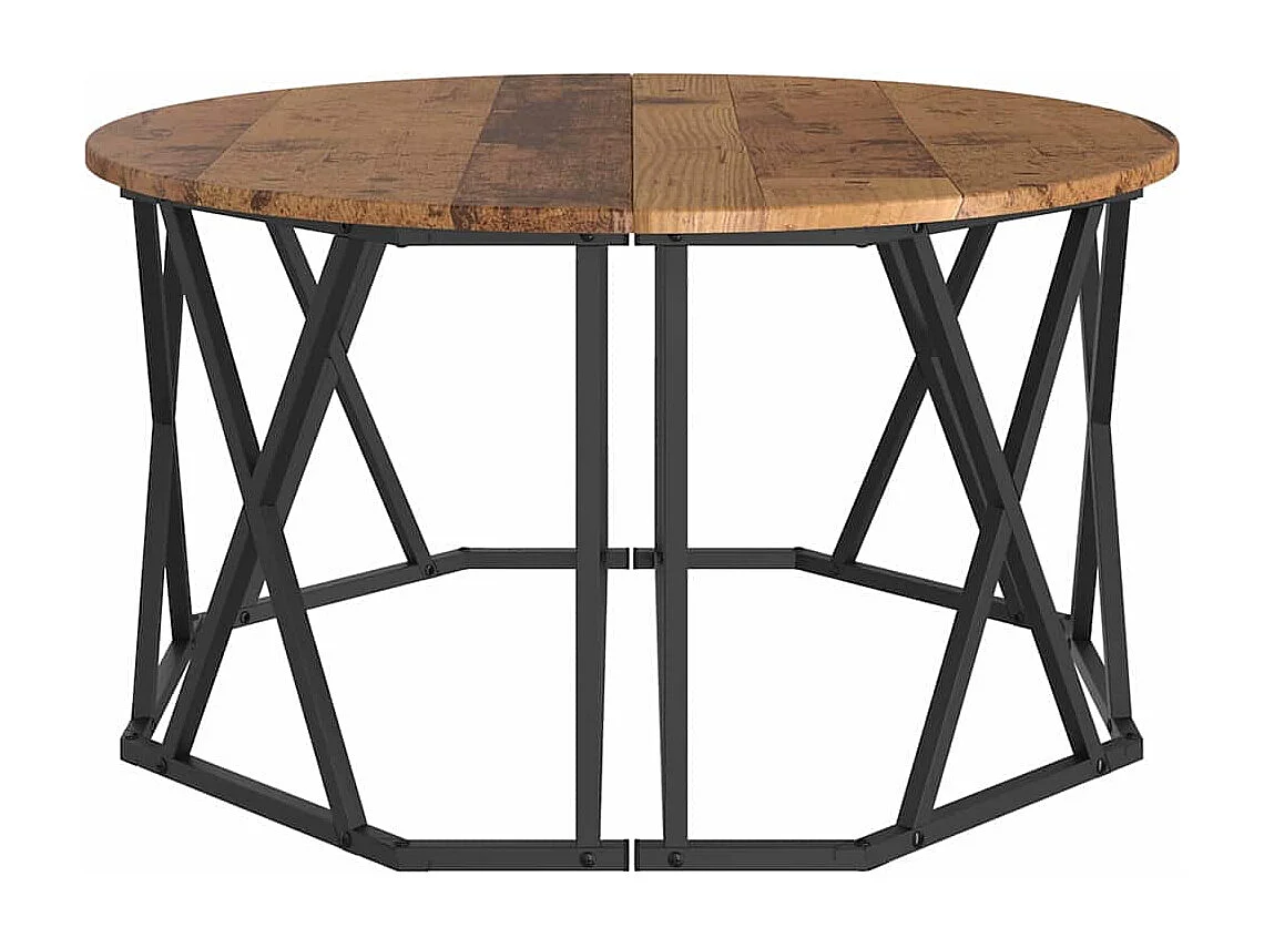 Salontafel | Koffietafel Oud hout 80 x 80 x 42 cm Engineered hout en staal