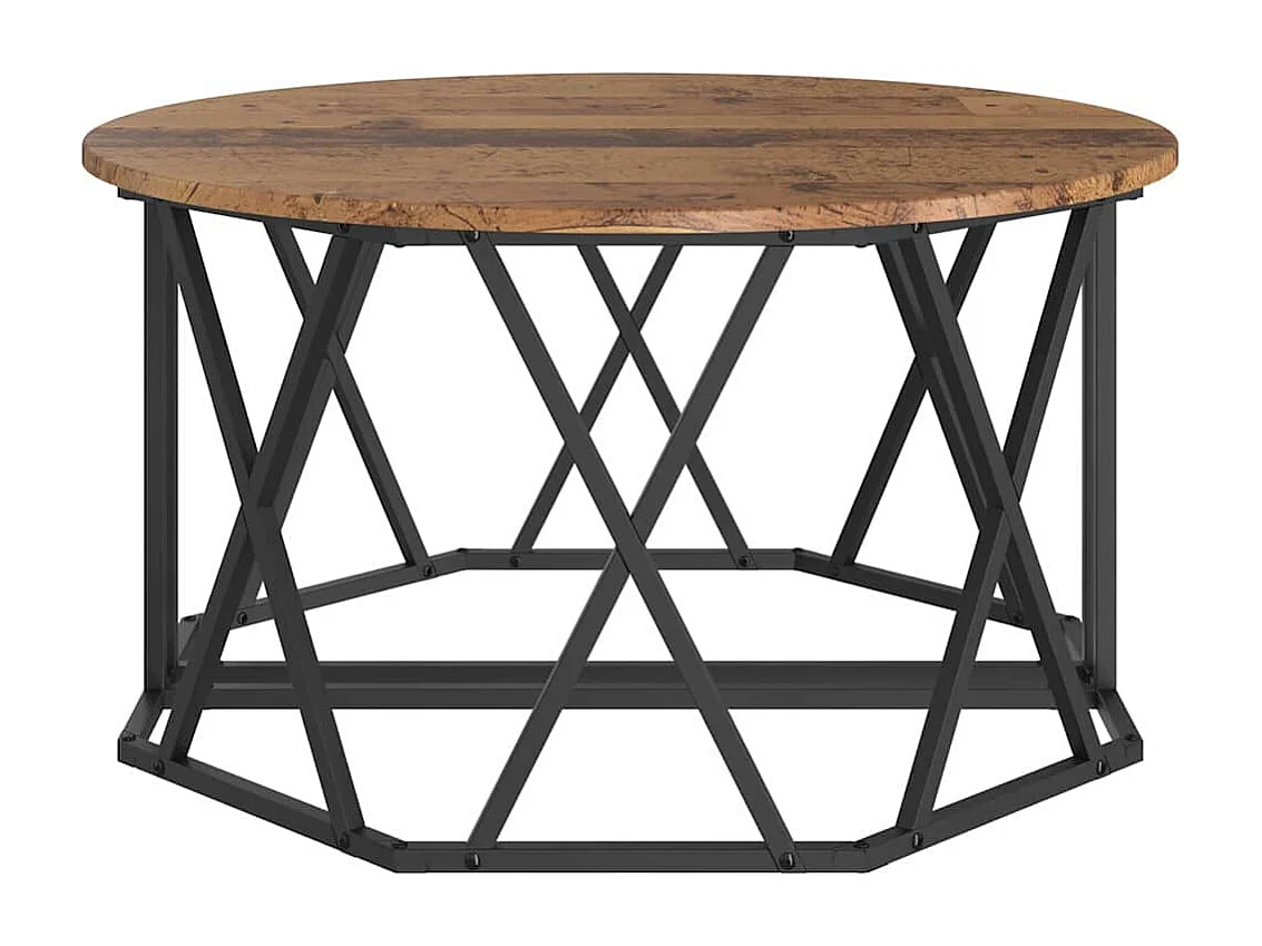 Salontafel | Koffietafel Oud hout 80 x 80 x 42 cm Engineered hout en staal