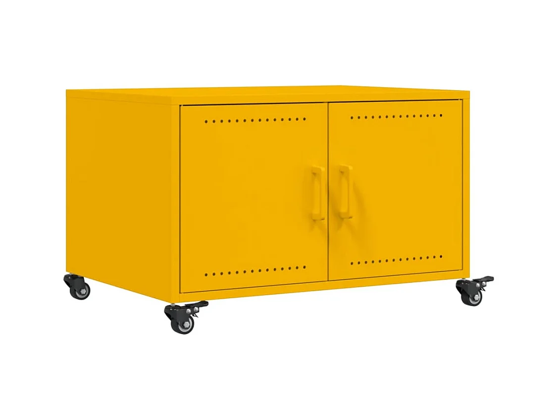 Table basse salon-Table d'appoint jaune moutarde 68x50x43,5 cm acier SHL4552
