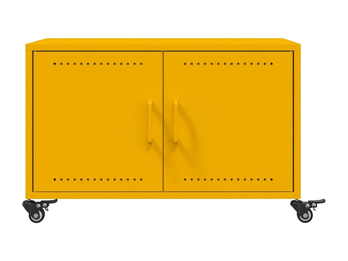 Table basse salon-Table d'appoint jaune moutarde 68x50x43,5 cm acier SHL4552