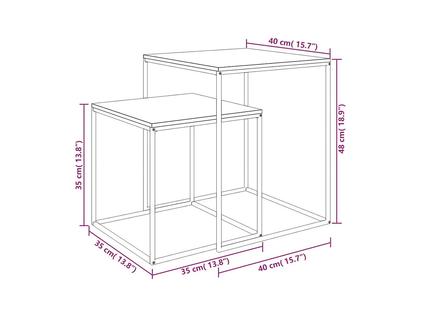 Mesa de centro | Mesa auxiliar acero laminado en frío negro 68,5x50x43,5 cm SHL32344