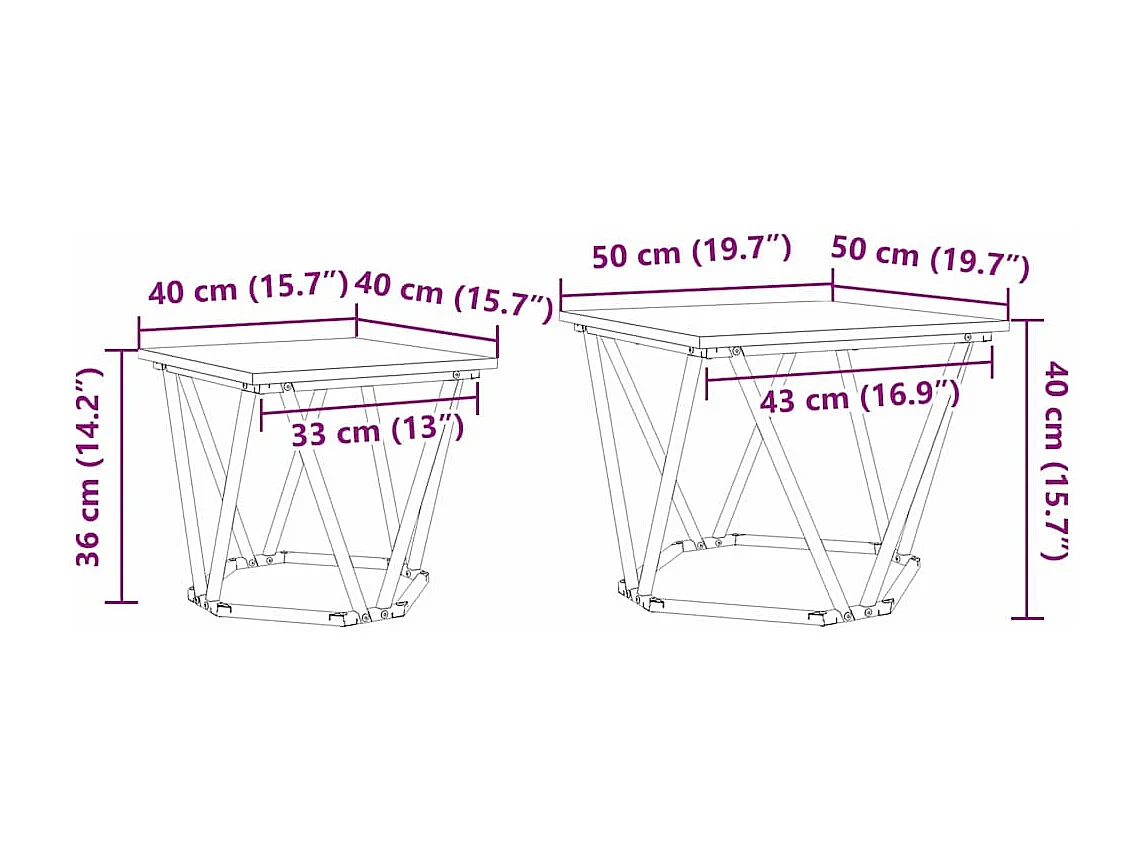 Conjunto de mesas de apoio 2 pcs Madeira recuperada