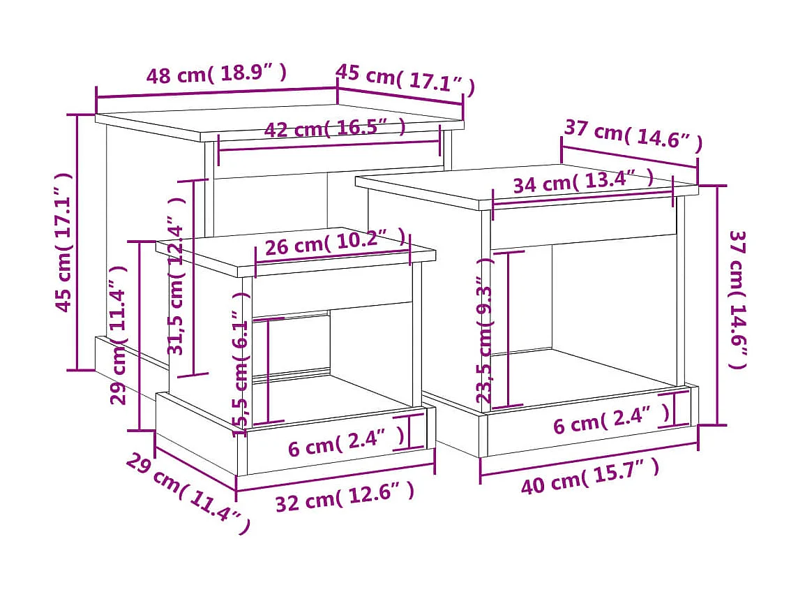 Mesa de centro | Mesa auxiliar madera contrachapada marrón roble 50x50x35 cm SHL50537