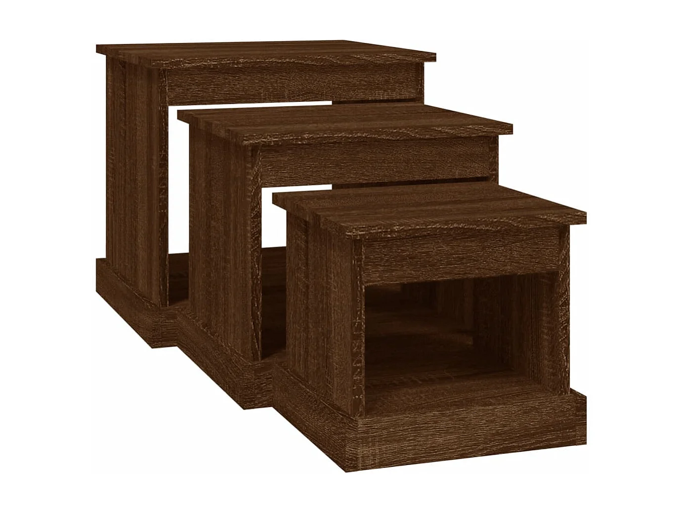 Couchtisch 3er Set-Sofatisch-Beistelltisch Braun Eichen-Optik Holzwerkstoff SHL4259