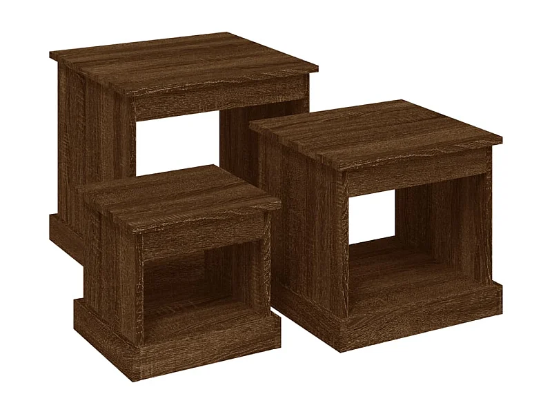 Couchtisch 3er Set-Sofatisch-Beistelltisch Braun Eichen-Optik Holzwerkstoff SHL4259