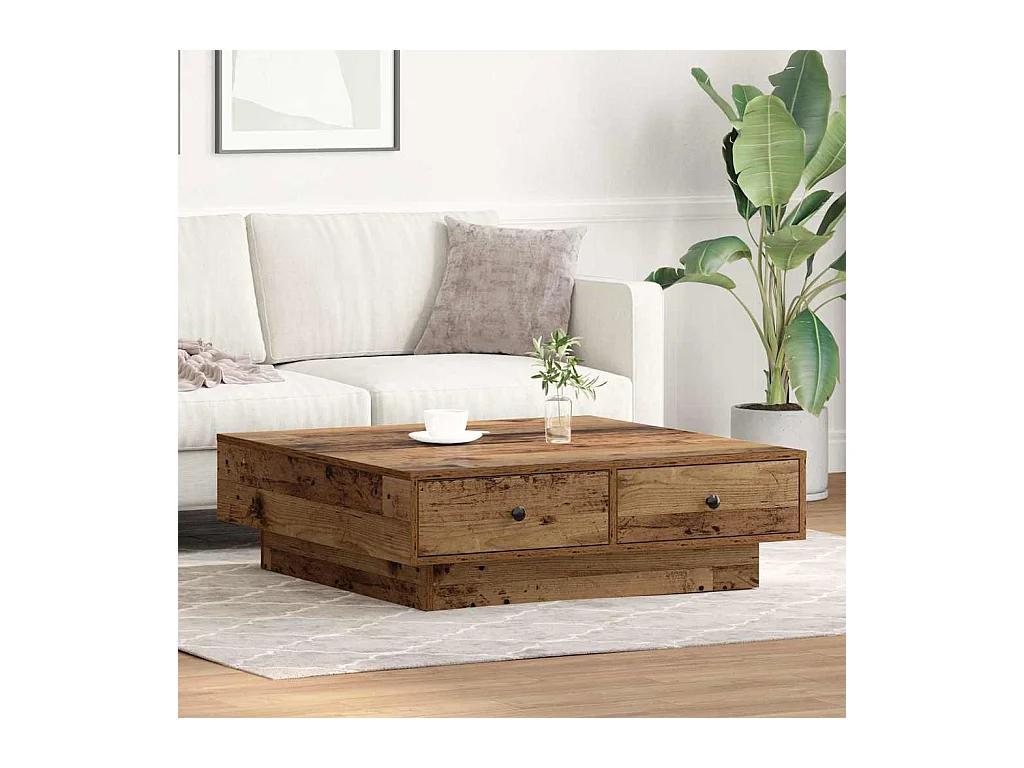 Table basse salon-Table d'appoint Bois Ancien Bois Récupéré 90x90x28 cm SHL76641