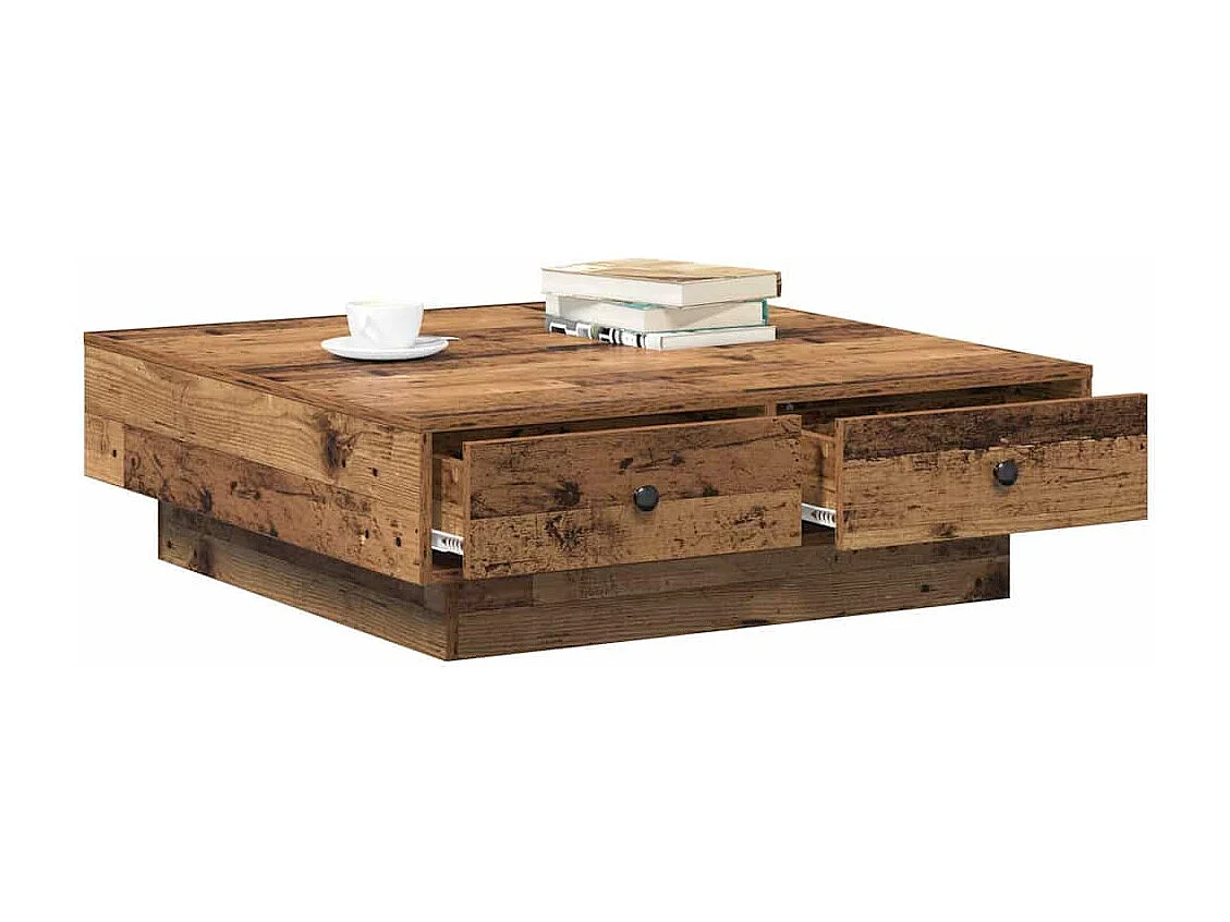 Salontafel | Koffietafel Oud hout 90 x 90 x 28 cm Bewerkt hout