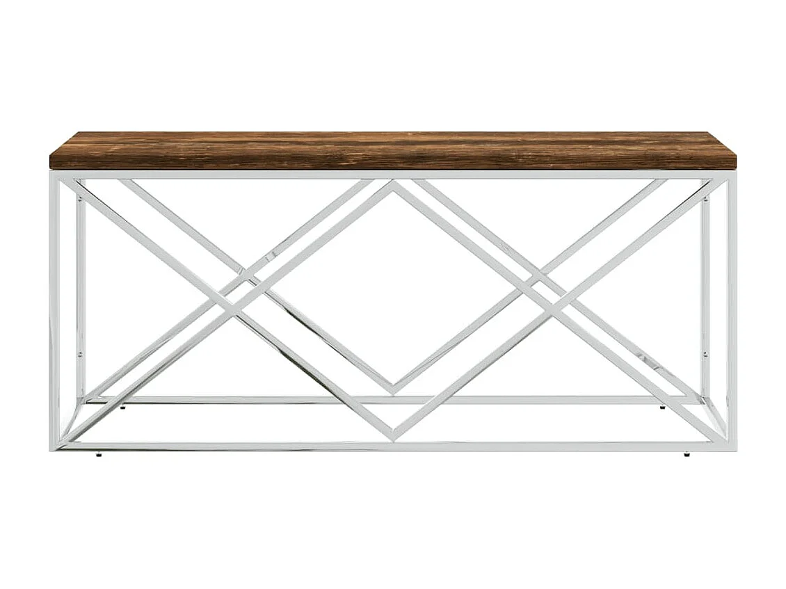 Couchtisch-Sofatisch-Beistelltische Edelstahl und Altholz Massiv SHL21142