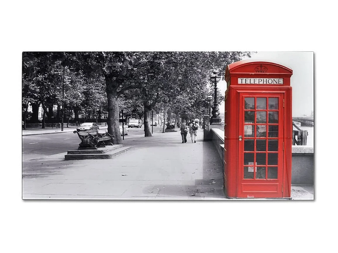 Salontafel | Bijzettafel met telefooncel-print glazen tafelblad