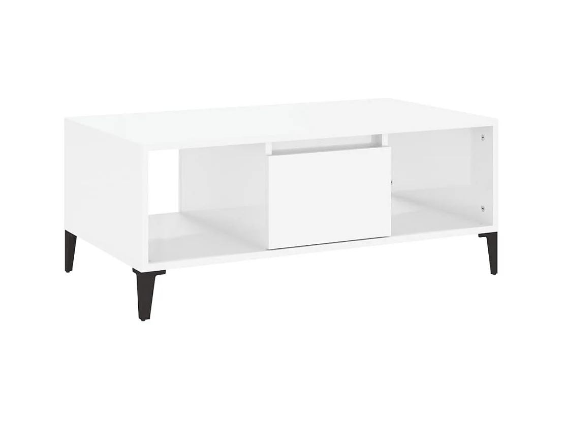 Table basse salon-Table d'appoint Blanc brillant 90x50x36,5 cm Bois d'ingénierie SHL85538