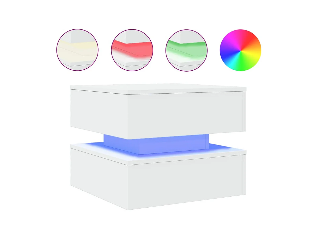 Table basse salon-Table d'appoint avec lumières LED blanc 50x50x40 cm SHL11721