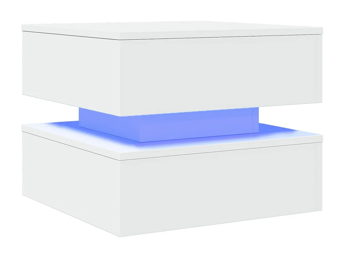 Mesa de centro | Mesa de apoio com luzes LED 50x50x40 cm branco