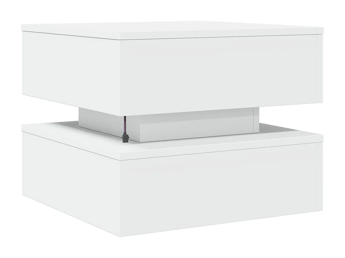 Mesa de centro | Mesa de apoio com luzes LED 50x50x40 cm branco