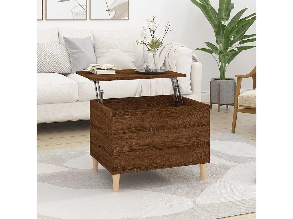 Mesa de centro | Mesa auxiliar madera contrachapada roble ahumado 90x50x36,5 cm SHL1140