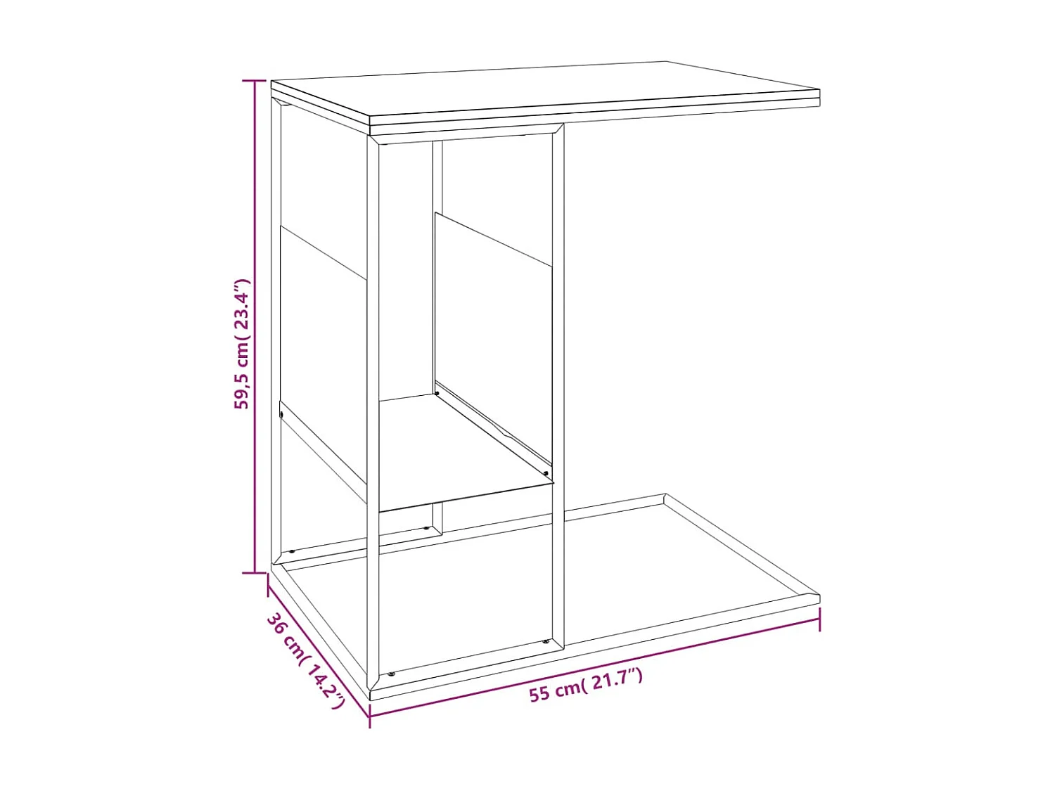 Table basse salon-Table d'appoint Noir 55x36x59,5 cm Bois d'ingénierie SHL79017