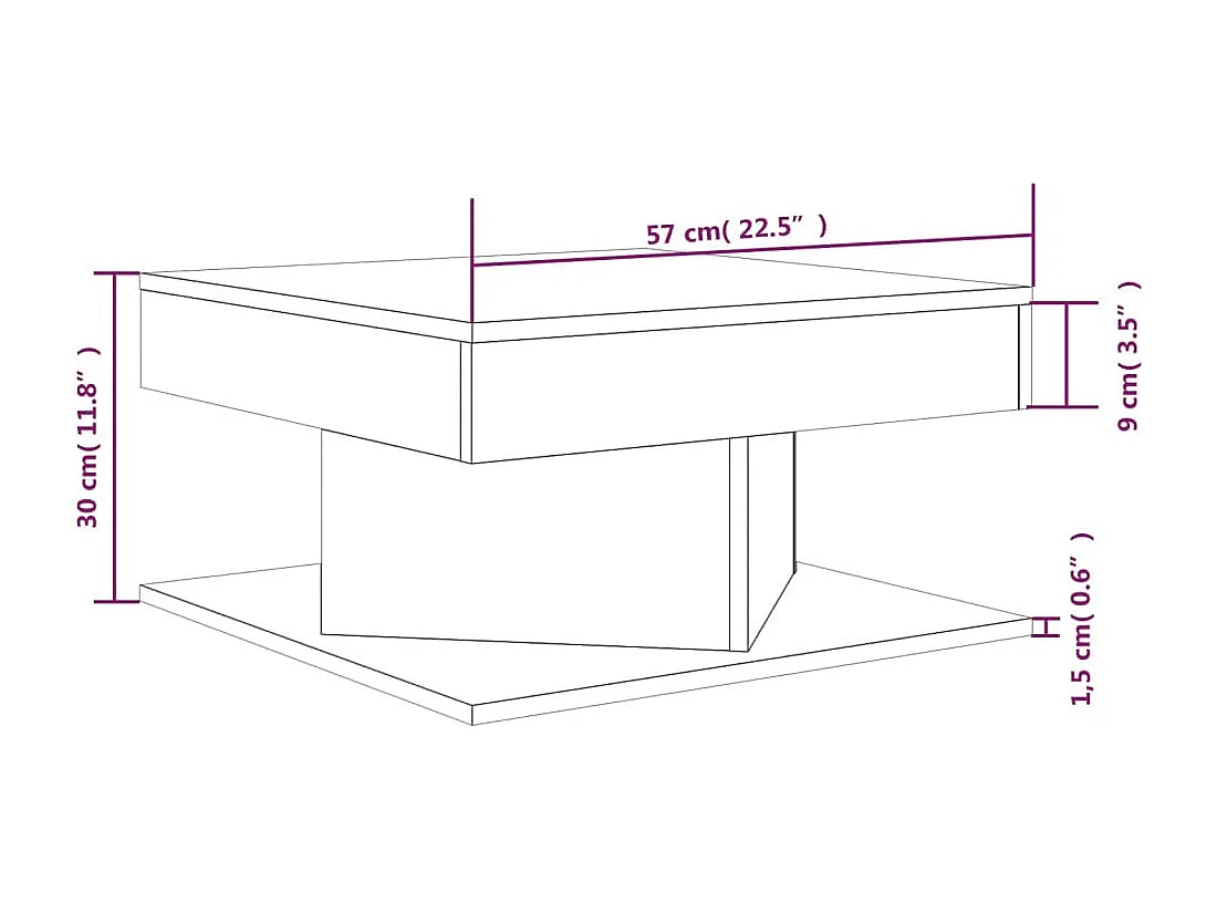 Couchtisch-Sofatisch-Beistelltische Räuchereiche 57x57x30 cm Holzwerkstoff SHL35754
