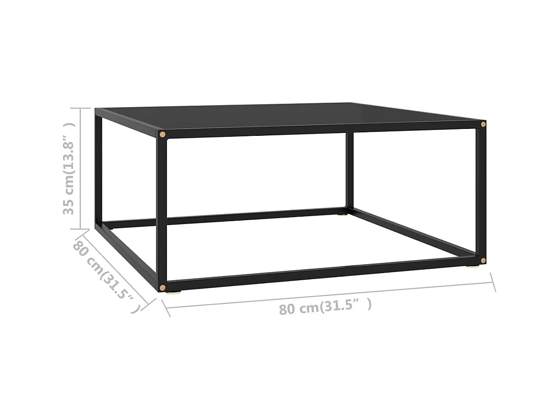 Mesa de centro | Mesa de apoio 80x80x35 cm vidro preto