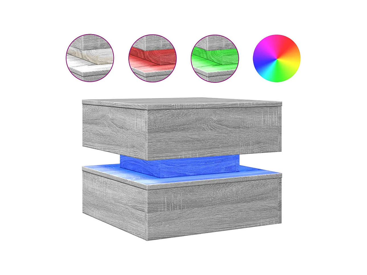 Table basse salon-Table d'appoint avec lumières LED sonoma gris 50x50x40 cm SHL86614