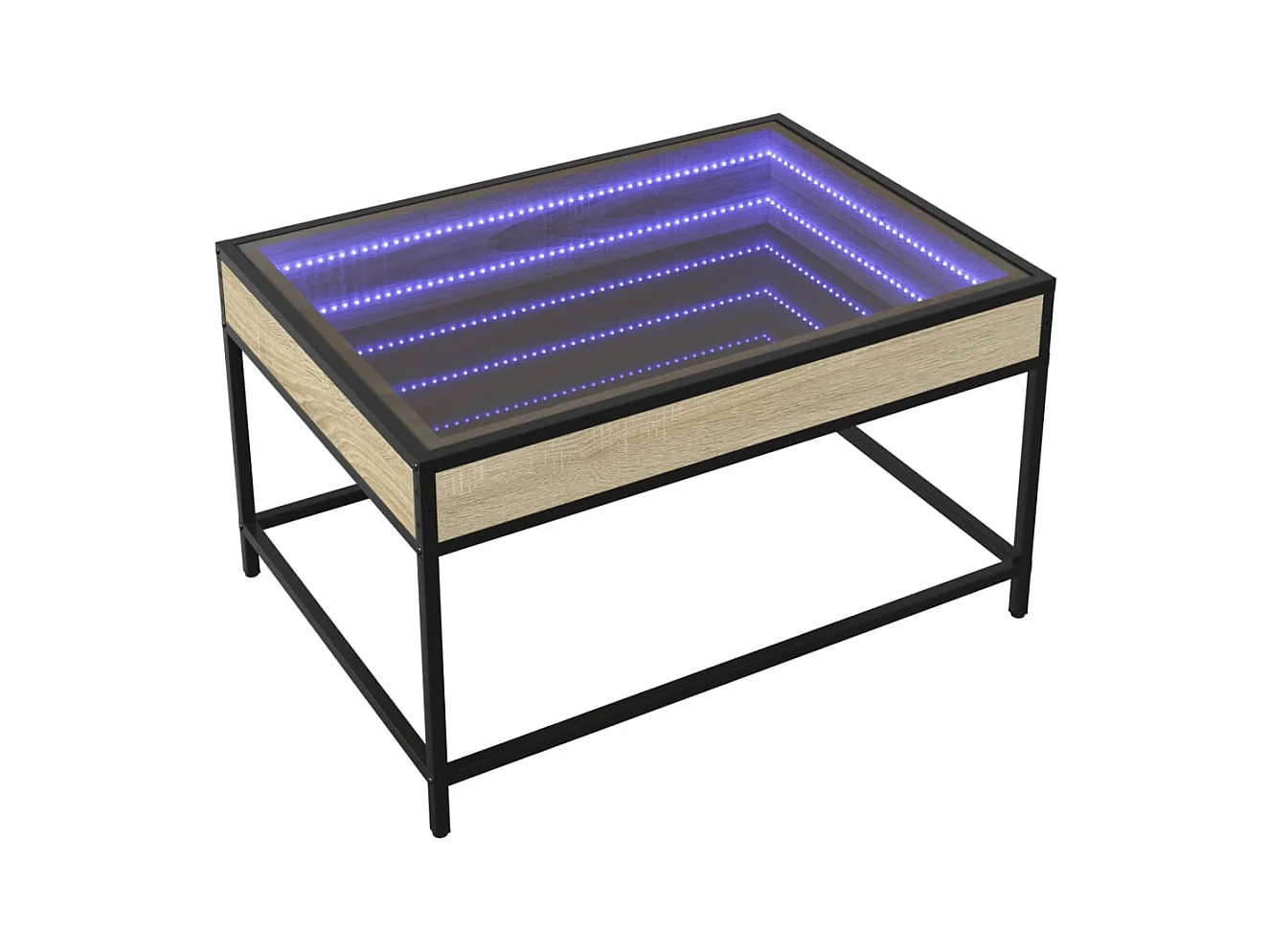 Mesa de centro | Mesa de apoio luzes LED Infinity 70x50x41 cm carvalho sonoma