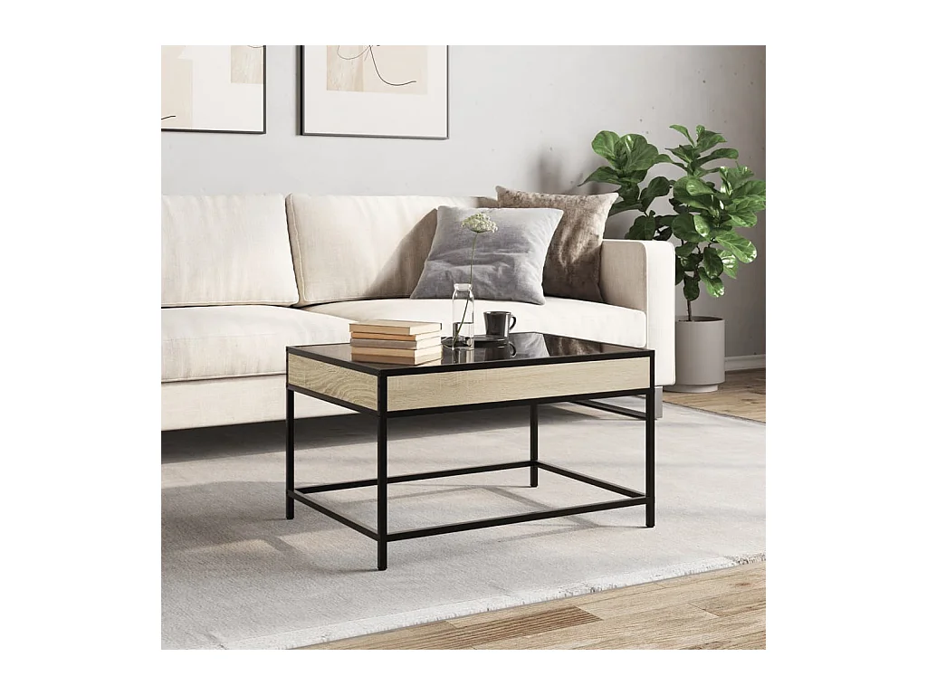 Mesa de centro | Mesa de apoio luzes LED Infinity 70x50x41 cm carvalho sonoma