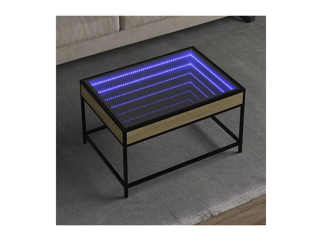 Mesa de centro | Mesa de apoio luzes LED Infinity 70x50x41 cm carvalho sonoma