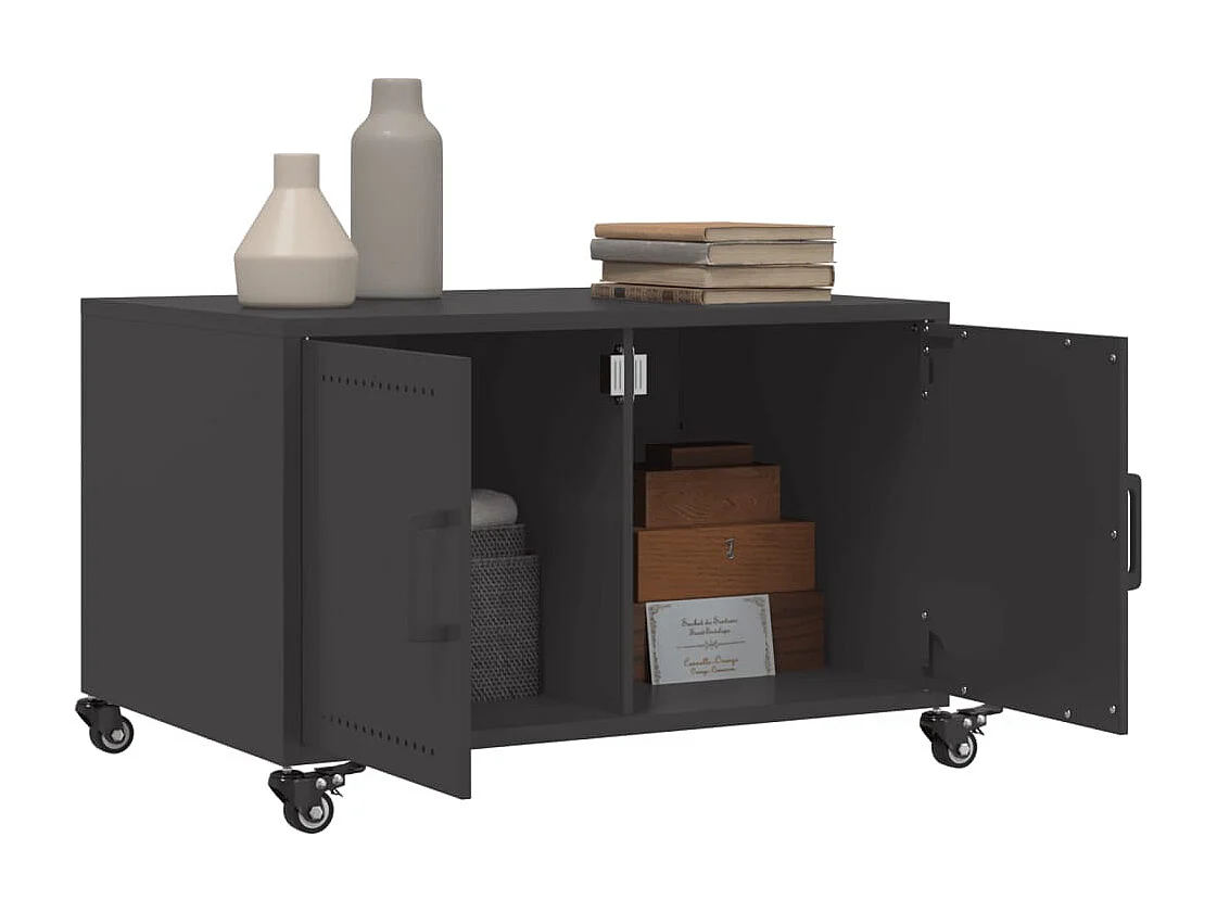 Table basse salon-Table d'appoint noir 68x50x43,5 cm acier SHL48661