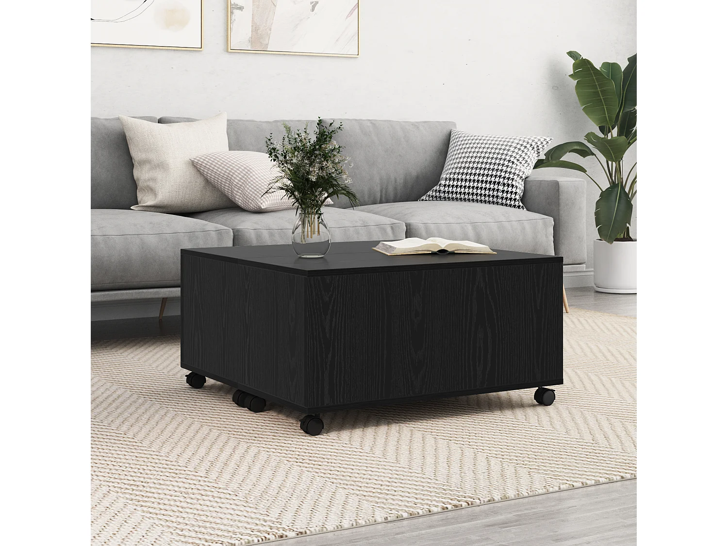 Mesa de centro | Mesa de apoio Carvalho preto 75x75x38 cm